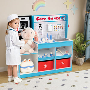 Play Doctor's Office Wood Medical Center Toy Set with Examine Region-Blue view 2