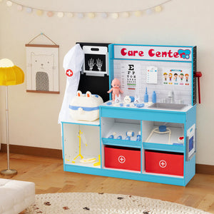 Play Doctor's Office Wood Medical Center Toy Set with Examine Region-Blue view 3