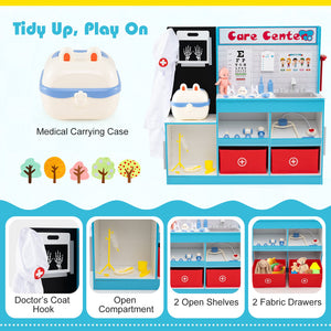 Play Doctor's Office Wood Medical Center Toy Set with Examine Region-Blue view 8