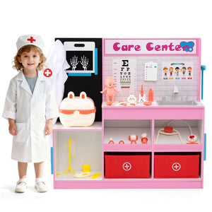 Play Doctor's Office Wood Medical Center Toy Set with Examine Region-Pink view 4