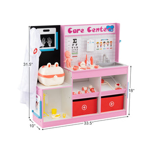 Play Doctor's Office Wood Medical Center Toy Set with Examine Region-Pink view 5