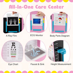 Play Doctor's Office Wood Medical Center Toy Set with Examine Region-Pink view 6