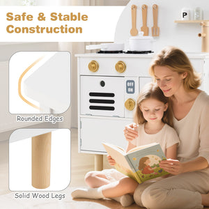 Play Kitchen for Kids Wooden Kitchen Playset with Stoves Faucet Sink Microwave and Oven-White view 8
