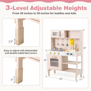 Play Kitchen Height Adjustable with Microwave and Lights and Sounds-Pink view 5