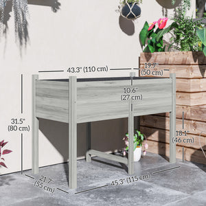 Wooden Raised Planter Box with Drain Holes for Vegetables, Flowers, Outdoor Garden Bed, 45.3x21.7x31.5inch – view 2