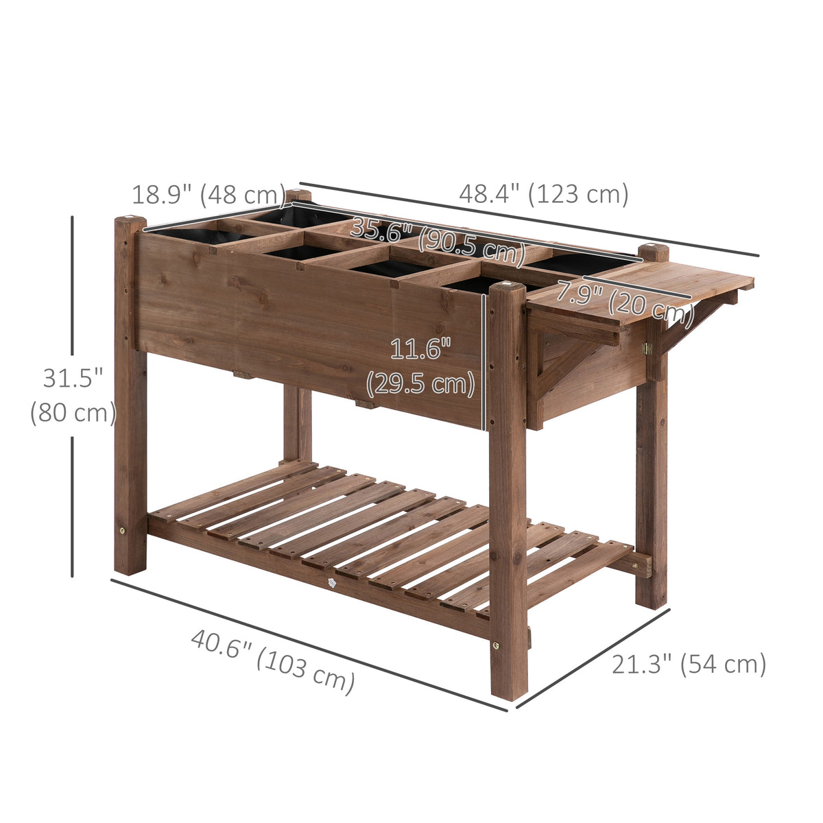 Raised Garden Bed with 8 Grids and Storage Shelf, Elevated Planter Box with Legs – view 2