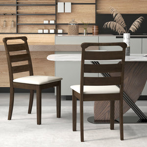 Polyester Upholstered Wooden Dining Chair Set of 2-Walnut view 2