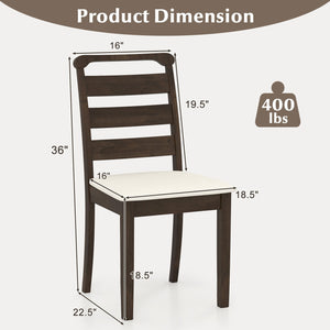 Polyester Upholstered Wooden Dining Chair Set of 2-Walnut view 4