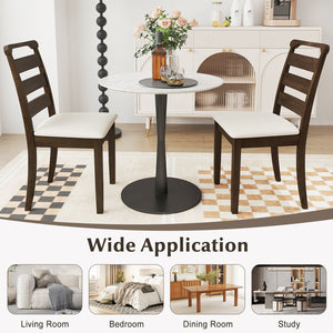 Polyester Upholstered Wooden Dining Chair Set of 2-Walnut view 6