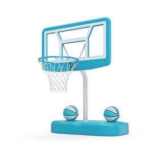 Pool Basketball Hoop Set with 2 Balls and Pump for Water Games-Blue view 4