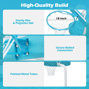 Pool Basketball Hoop Set with 2 Balls and Pump for Water Games-Blue view 9