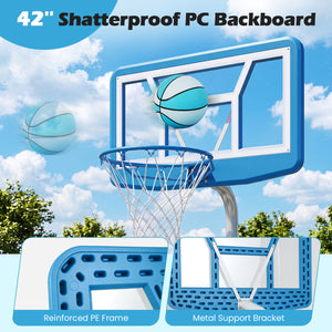 Pool Basketball Hoop Set with 2 Balls and Pump for Water Games-Light Blue view 6