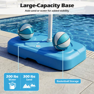 Pool Basketball Hoop Set with 2 Balls and Pump for Water Games-Light Blue view 7