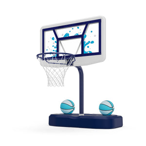 Pool Basketball Hoop Set with 2 Balls and Pump for Water Games-Navy view 4