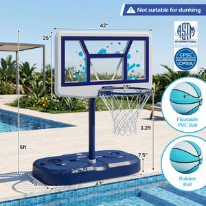 Pool Basketball Hoop Set with 2 Balls and Pump for Water Games-Navy view 5