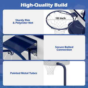 Pool Basketball Hoop Set with 2 Balls and Pump for Water Games-Navy view 8