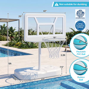 Pool Basketball Hoop Set with 2 Balls and Pump for Water Games-White view 5