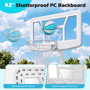 Pool Basketball Hoop Set with 2 Balls and Pump for Water Games-White view 6