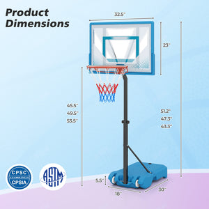 Pool Basketball Hoop with 3-Level Adjustable Height and Weighted Base view 4