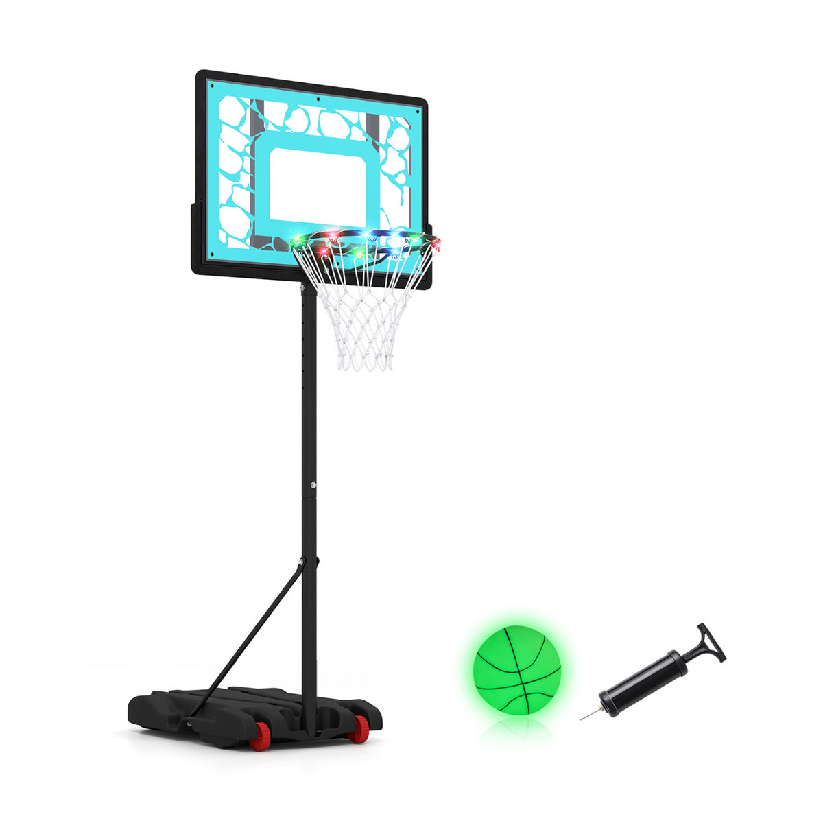 Pool Basketball Hoop with LED for Driveway Poolside Night Training