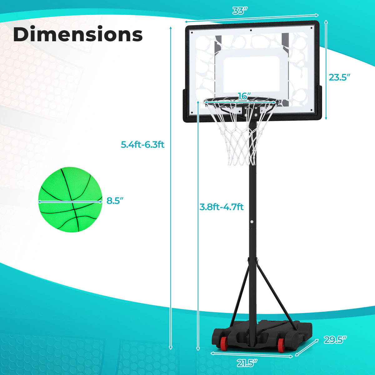 Pool Basketball Hoop with LED for Driveway Poolside Night Training view 4