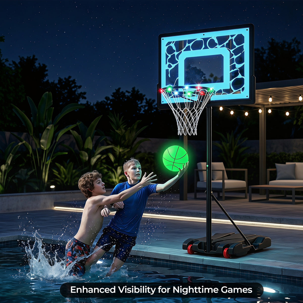 Pool Basketball Hoop with LED for Driveway Poolside Night Training view 6