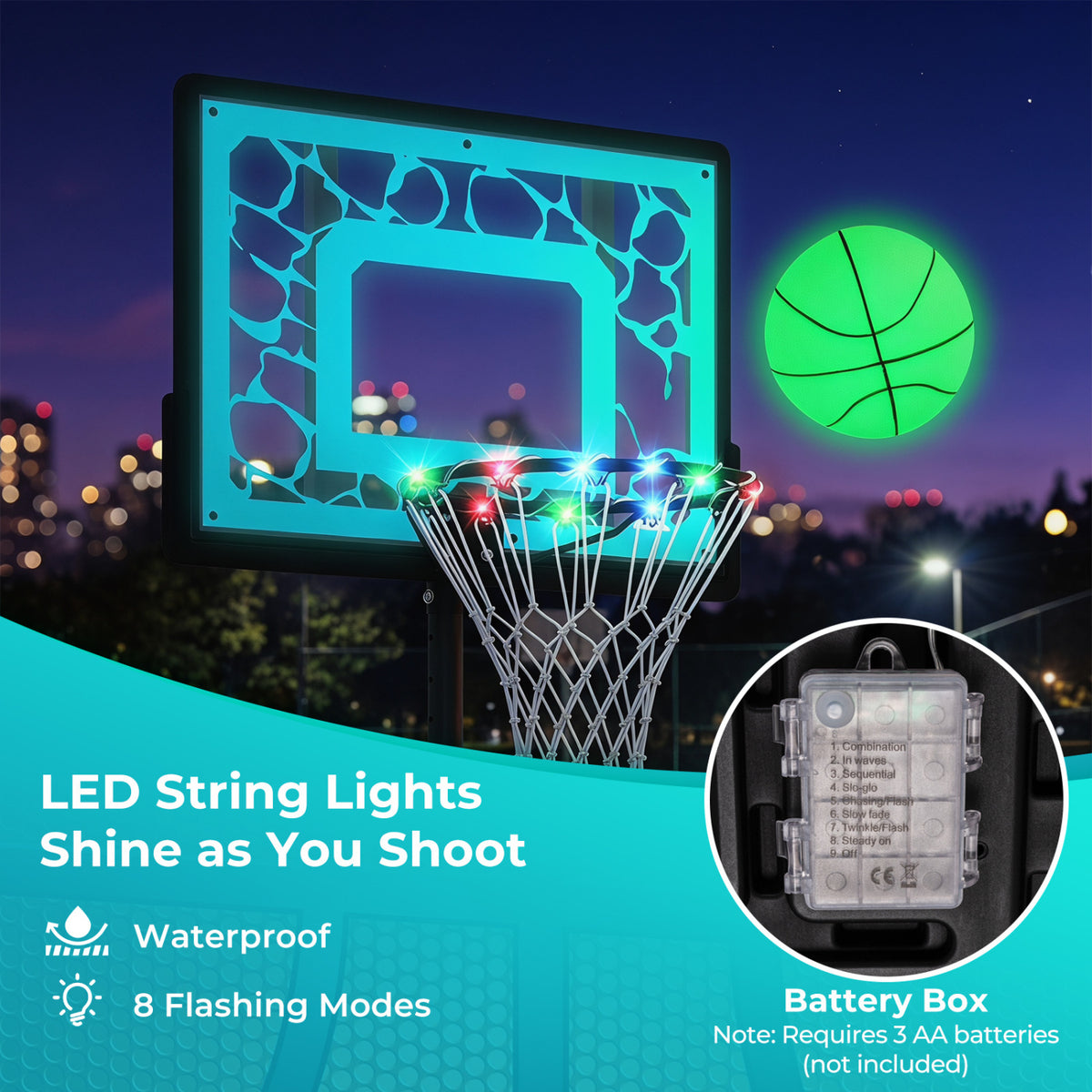 Pool Basketball Hoop with LED for Driveway Poolside Night Training view 8