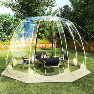 Pop Up Bubble Tent 630° Transparent PVC Igloo 8.5 x 8.5 FT Instant Setup Screen House for 5-6 People-Beige view 2