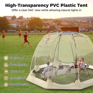 Pop Up Bubble Tent 630° Transparent PVC Igloo 8.5 x 8.5 FT Instant Setup Screen House for 5-6 People-Beige view 7