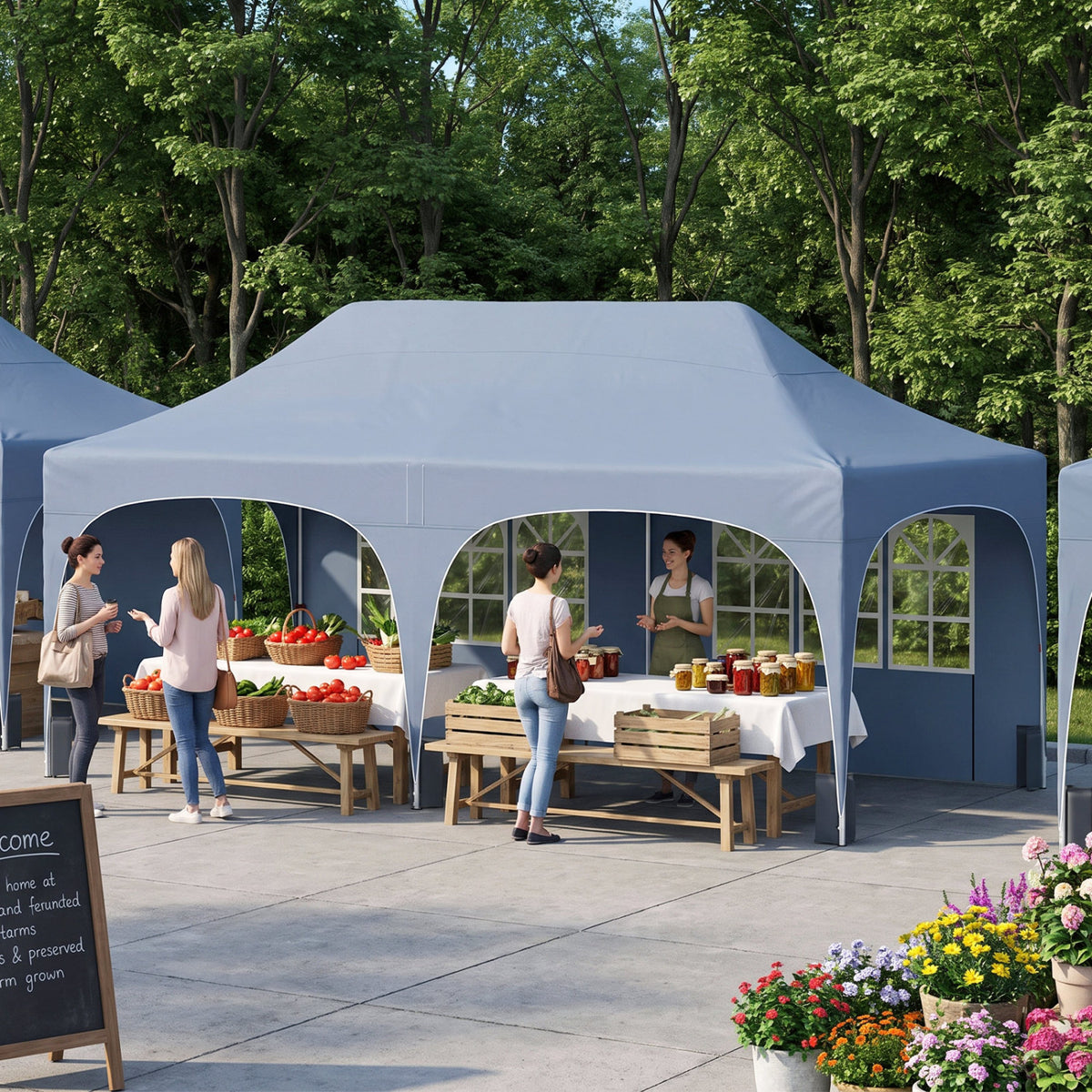 Pop Up Canopy Tent with 6 Removable Sidewalls for Patio-Gray view 2