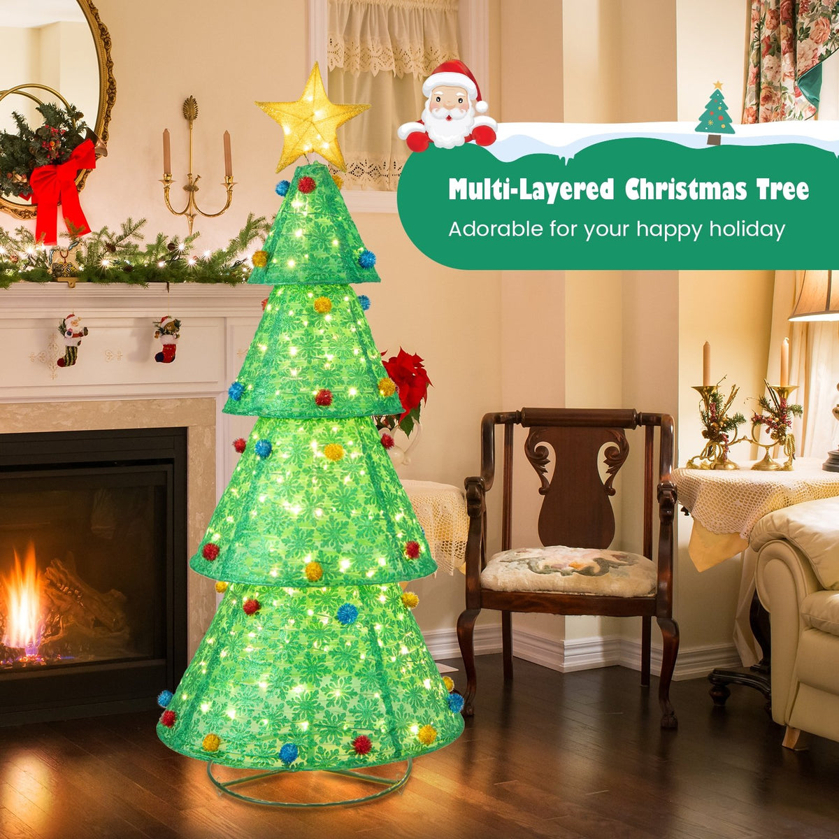 Pop-Up Christmas Tree with 200 Warm White LED Lights view 7