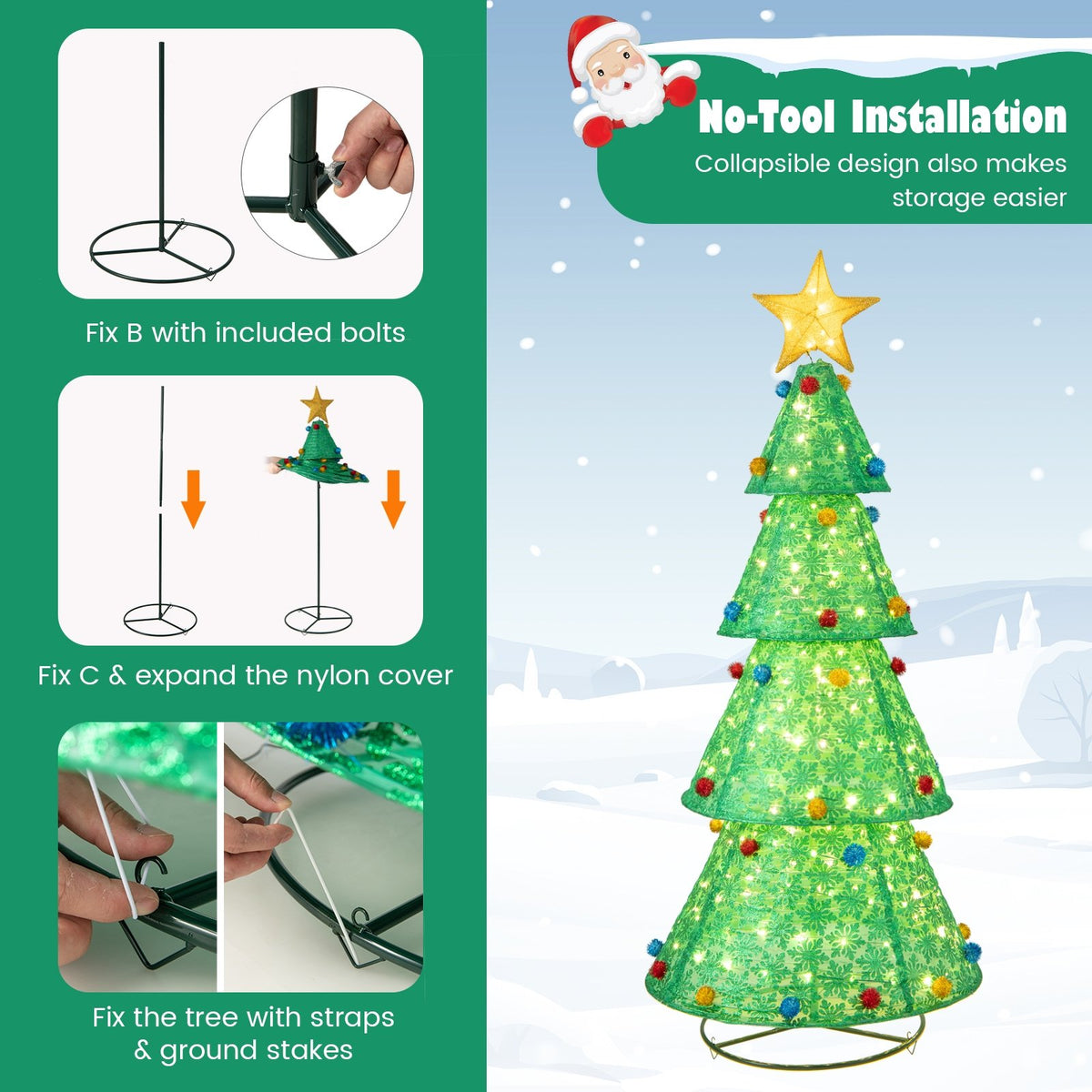 Pop-Up Christmas Tree with 200 Warm White LED Lights view 9