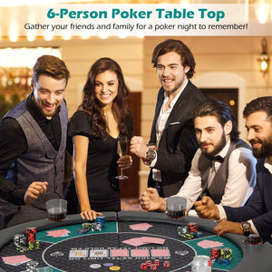 Portable 48 Inch 6-Player Foldable Poker Table Top Round Game Mat-Green view 5