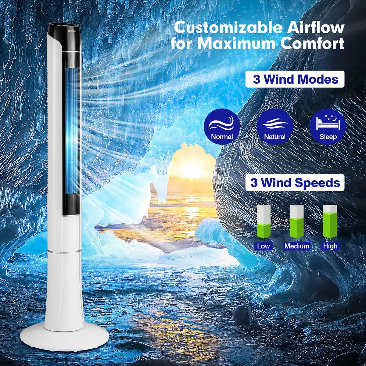 Portable 48 Inches Tower Fan with Remote Control-White view 5