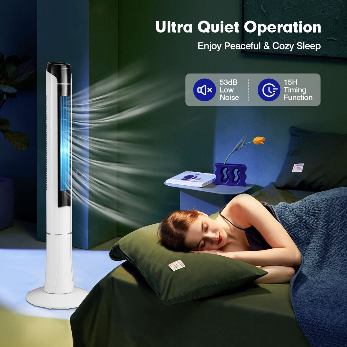 Portable 48 Inches Tower Fan with Remote Control-White view 8