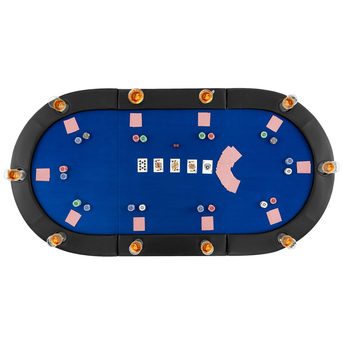 Portable 84 x 42 Inch 10-Player Foldable Padded Poker Table Top-Blue