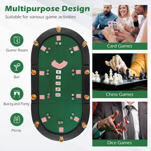 Portable 84 x 42 Inch 10-Player Foldable Padded Poker Table Top-Green view 3
