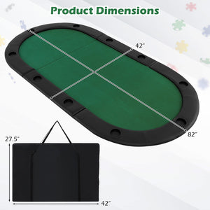 Portable 84 x 42 Inch 10-Player Foldable Padded Poker Table Top-Green view 4