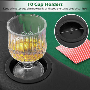Portable 84 x 42 Inch 10-Player Foldable Padded Poker Table Top-Green view 7