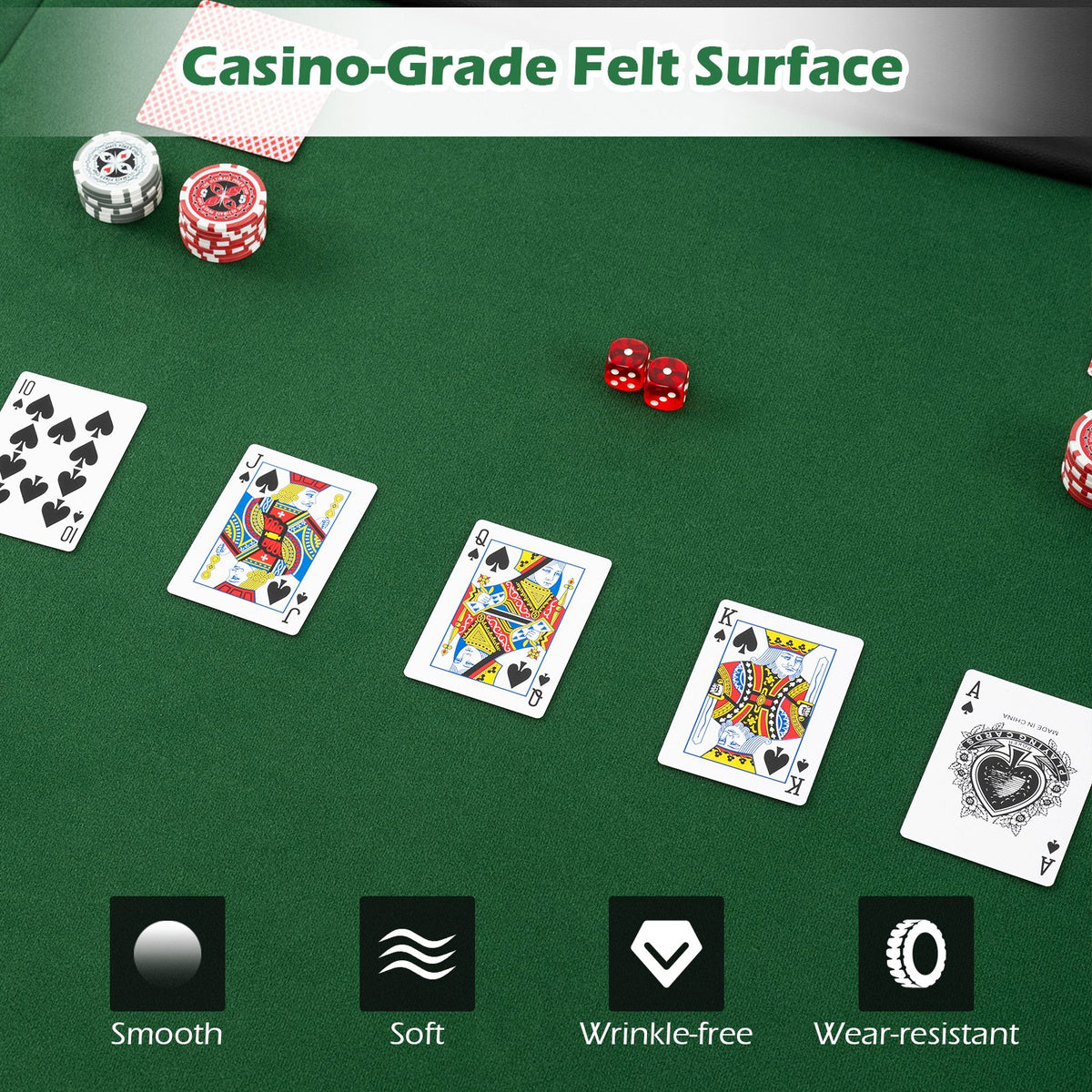 Portable 84 x 42 Inch 10-Player Foldable Padded Poker Table Top-Green view 8