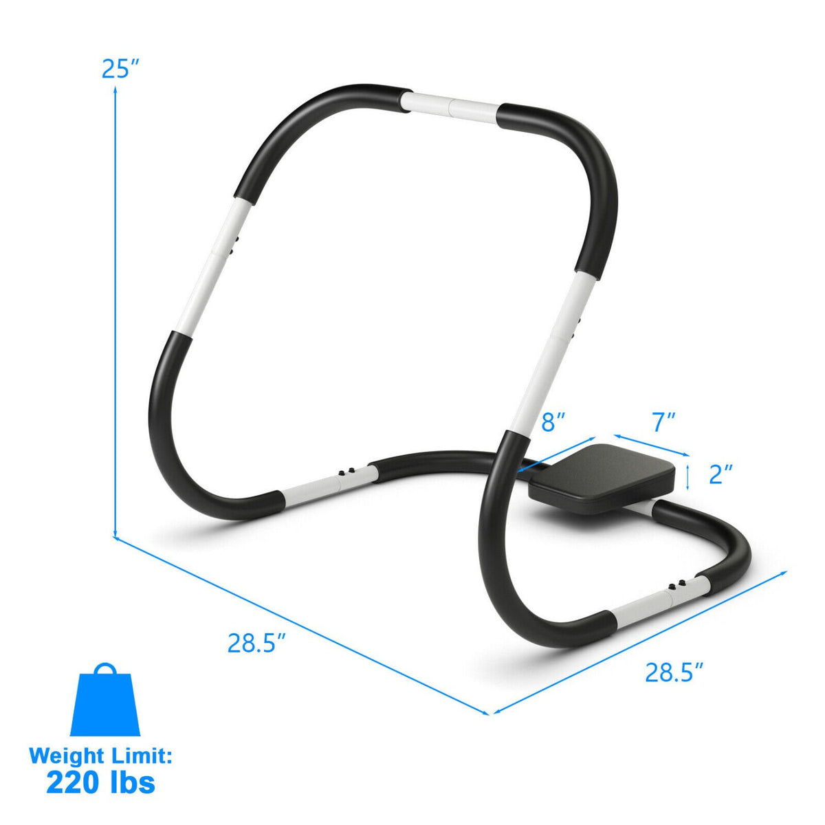 Portable AB Trainer with Headrest and Foam Handle for Office Home Gym-White view 4