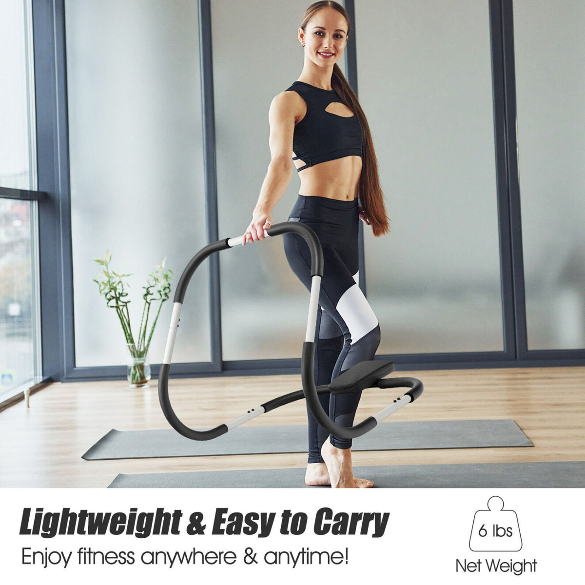 Portable AB Trainer with Headrest and Foam Handle for Office Home Gym-White view 7