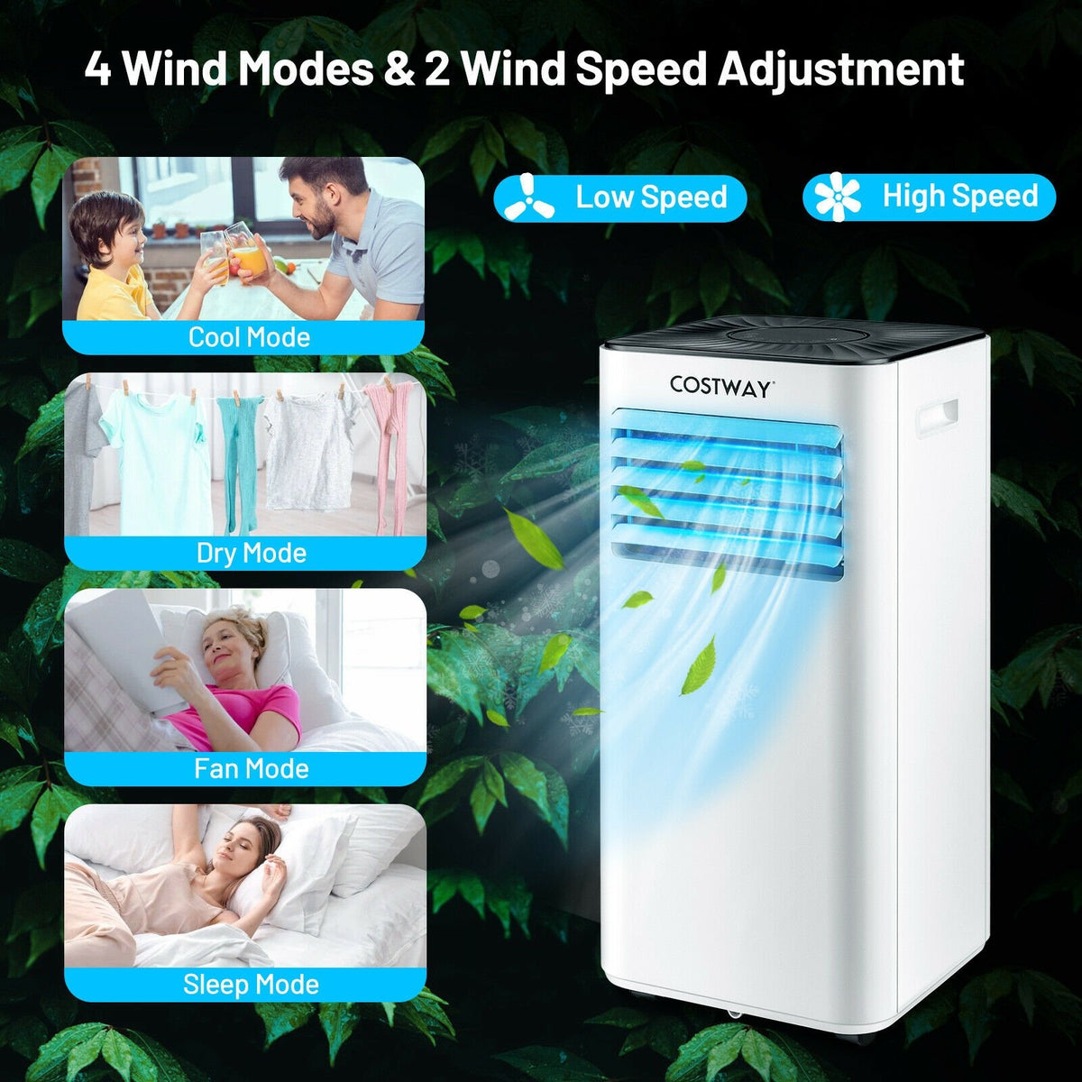 Portable Air Conditioner 10000 BTU Evaporative Air Cooler Dehumidifier-White view 3