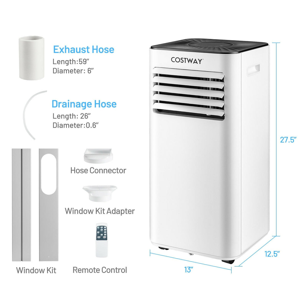 Portable Air Conditioner 10000 BTU Evaporative Air Cooler Dehumidifier-White view 4