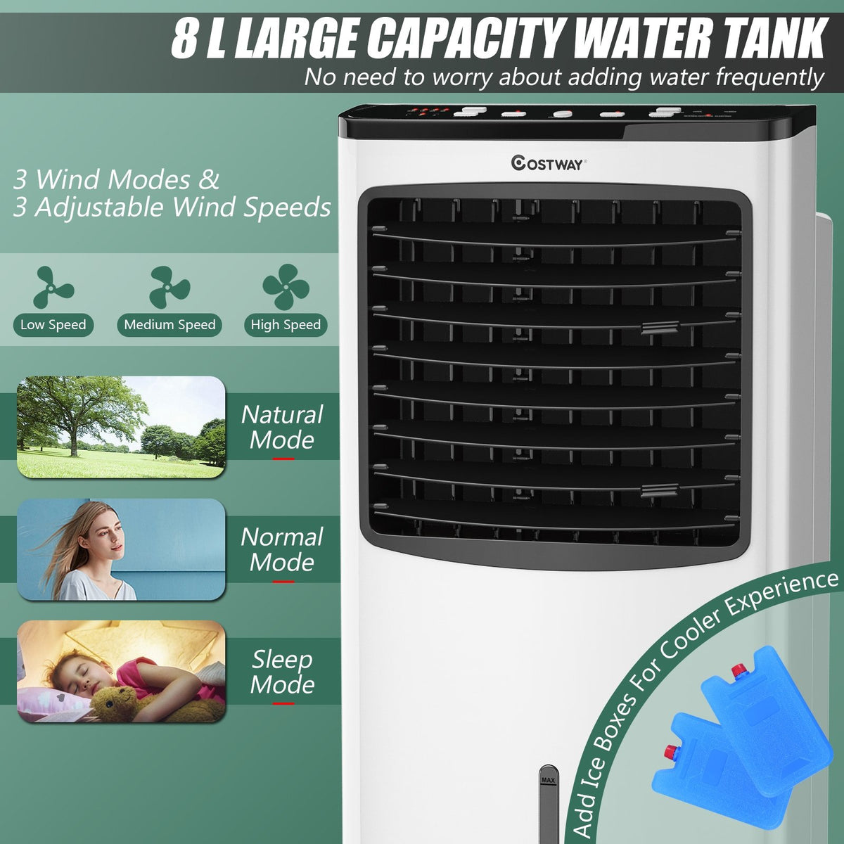 3-in-1 Portable Evaporative Air Conditioner Cooler with Remote Control view 8