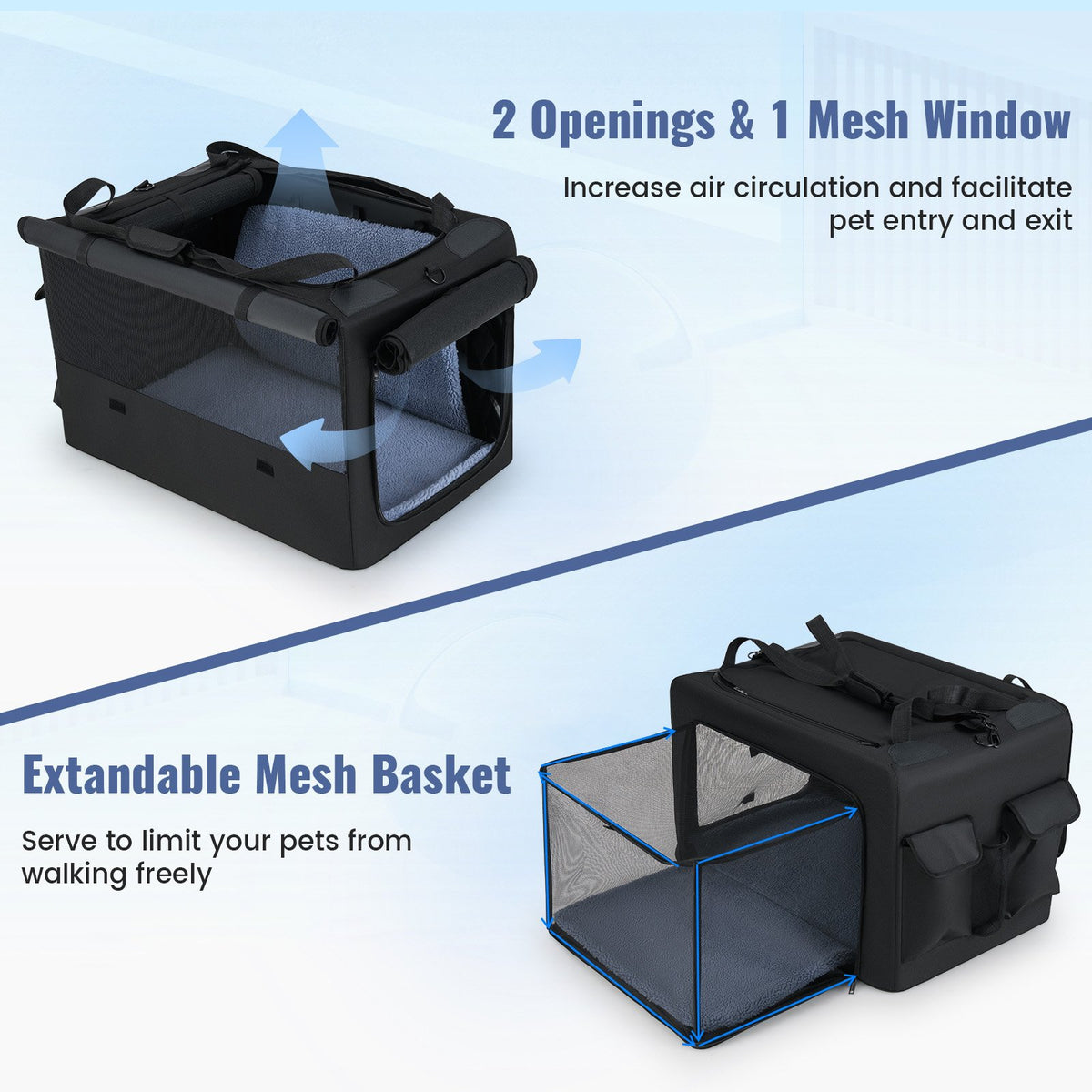 Portable Foldable Pet Carrying Bag with 2 Openings and Comfy Cushion-M view 7