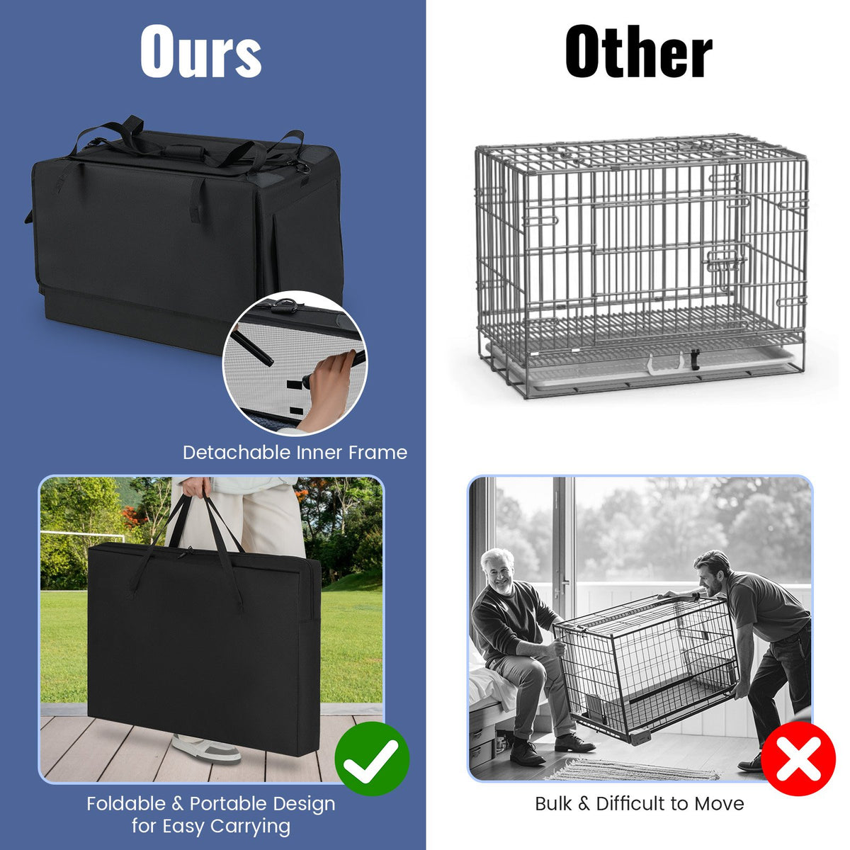 Portable Foldable Pet Carrying Bag with 2 Openings and Comfy Cushion-M view 8