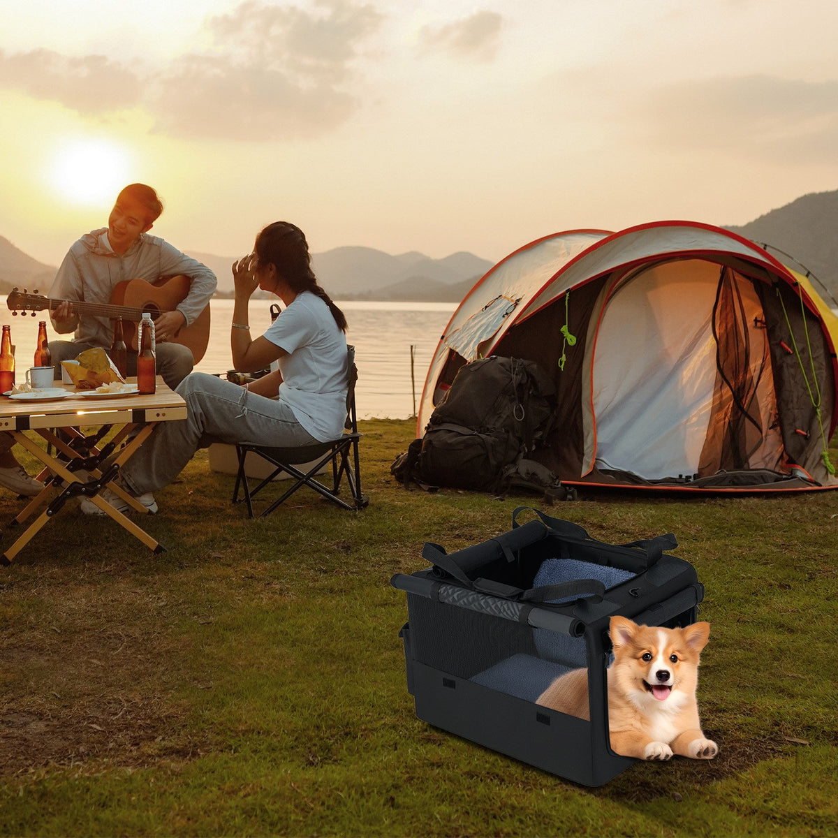 Portable Foldable Pet Carrying Bag with 2 Openings and Comfy Cushion-S view 2