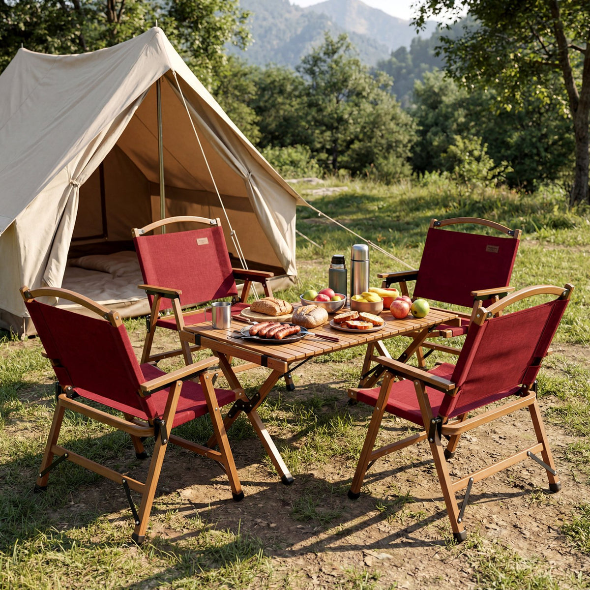 Portable and Lightweight Folding Camping Chair for Patio Picnic Leisure Fishing Travel Beach-Red view 3