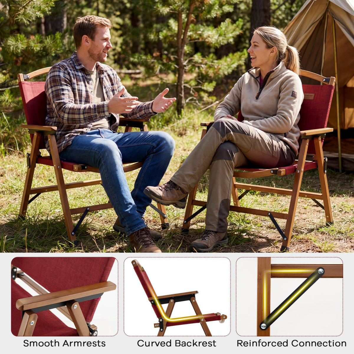 Portable and Lightweight Folding Camping Chair for Patio Picnic Leisure Fishing Travel Beach-Red view 9